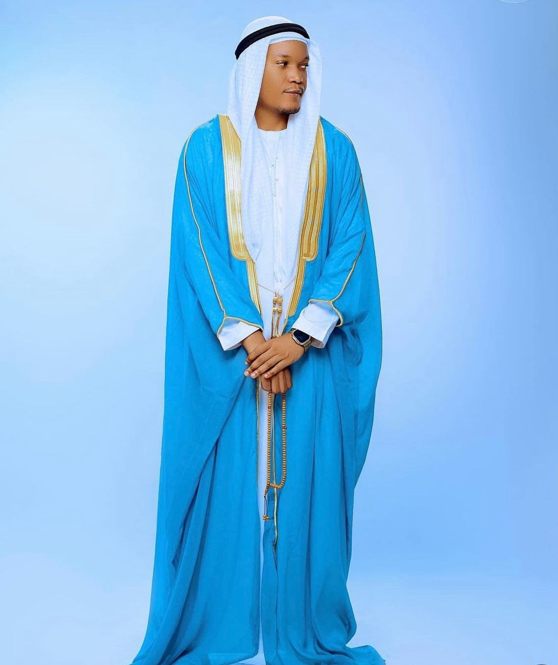 OVERCOAT ARAB SKY BLUE BISHT CLOAK - Arewa Collections