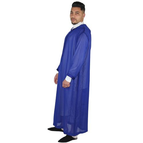 Sousdi Royal Blue See Through Hooded Gandoura