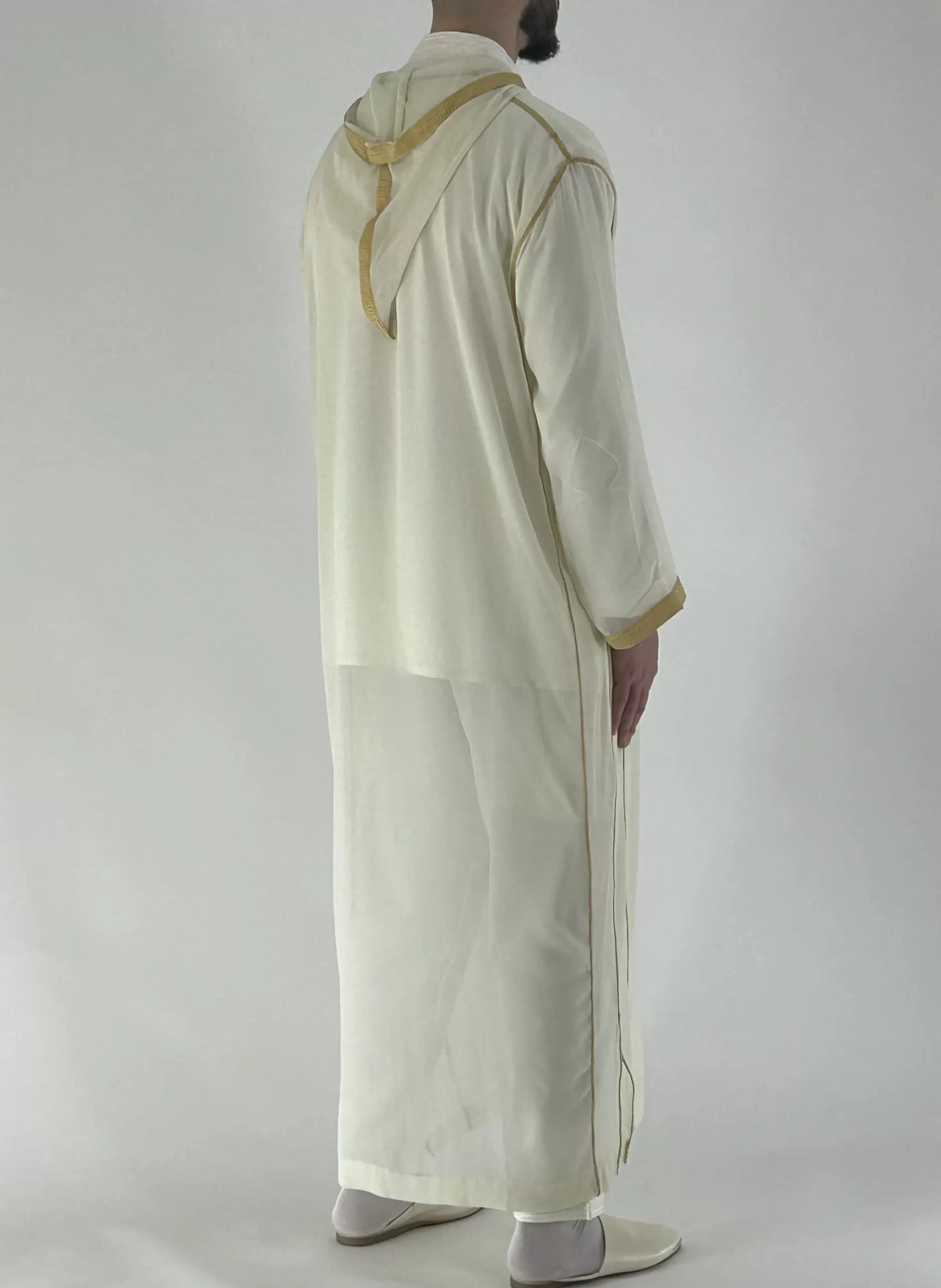 Sousdi Cream Hooded See through Gandoura