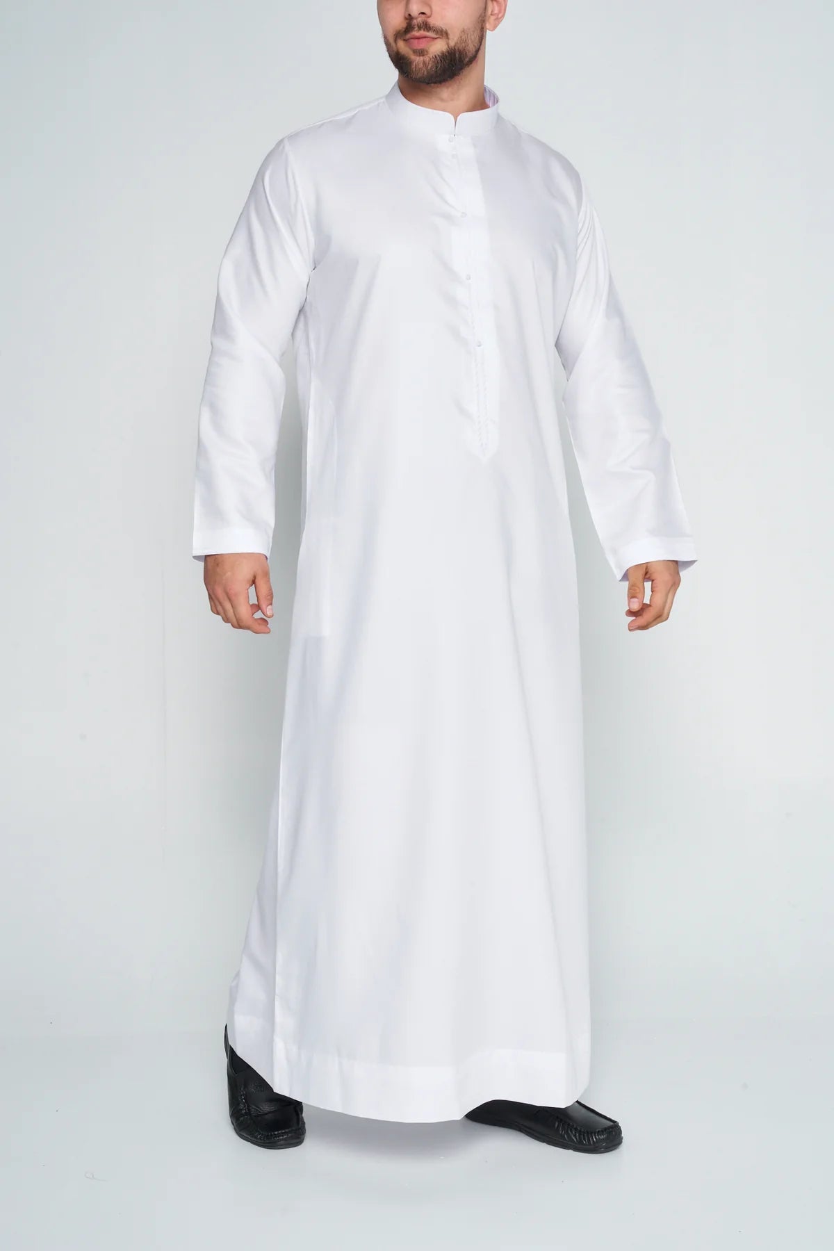 White Bahraini Soft Cotton Thobe ( Soon to be in stock) - Arewa Collections