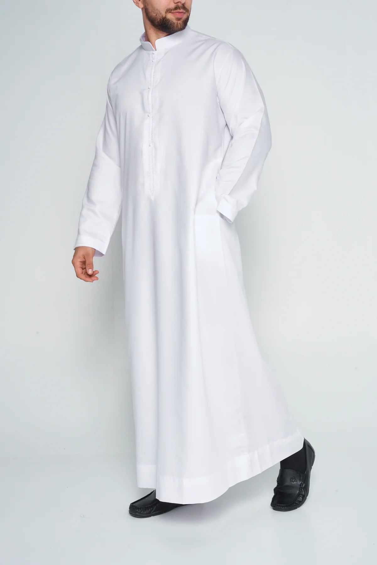 White Bahraini Soft Cotton Thobe ( Soon to be in stock) - Arewa Collections