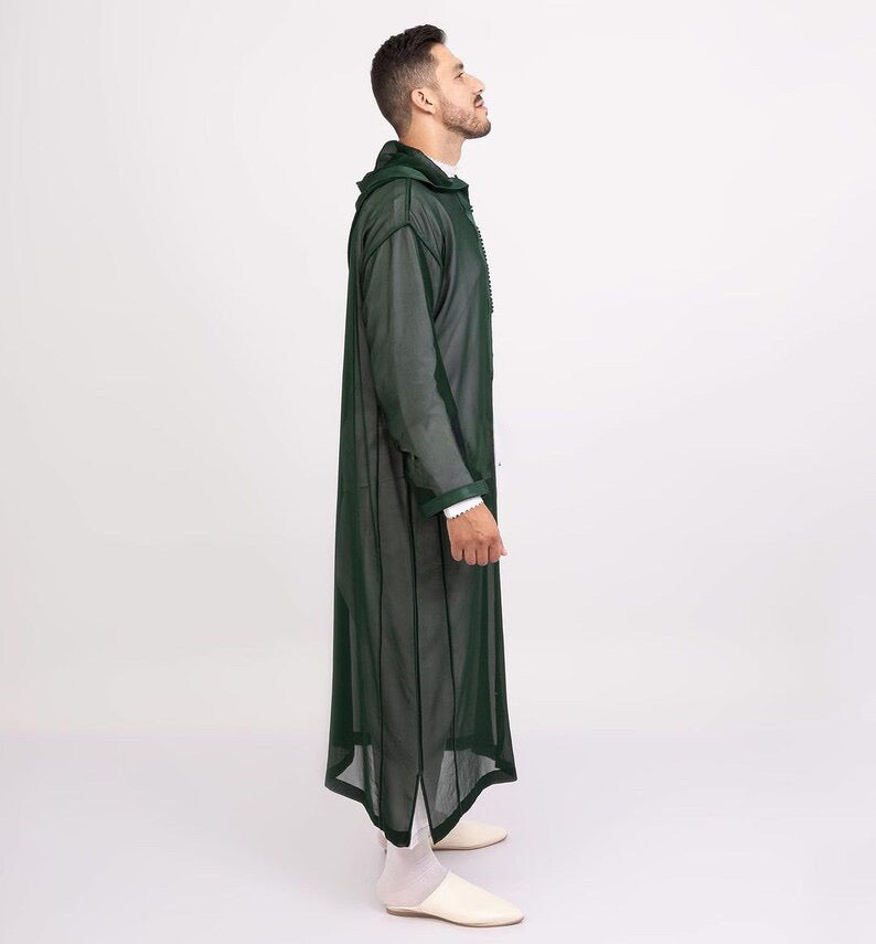 Green Sousdi Hooded See through Djellaba