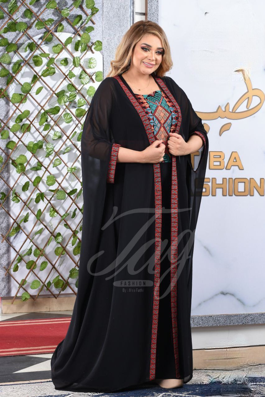 Kisan Embroidery Two pieces Abaya