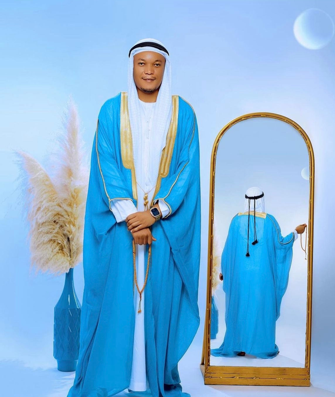 OVERCOAT ARAB SKY BLUE BISHT CLOAK - Arewa Collections