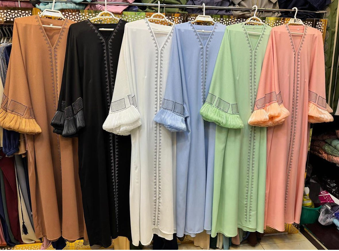 Embellished Puff Sleeve Abaya
