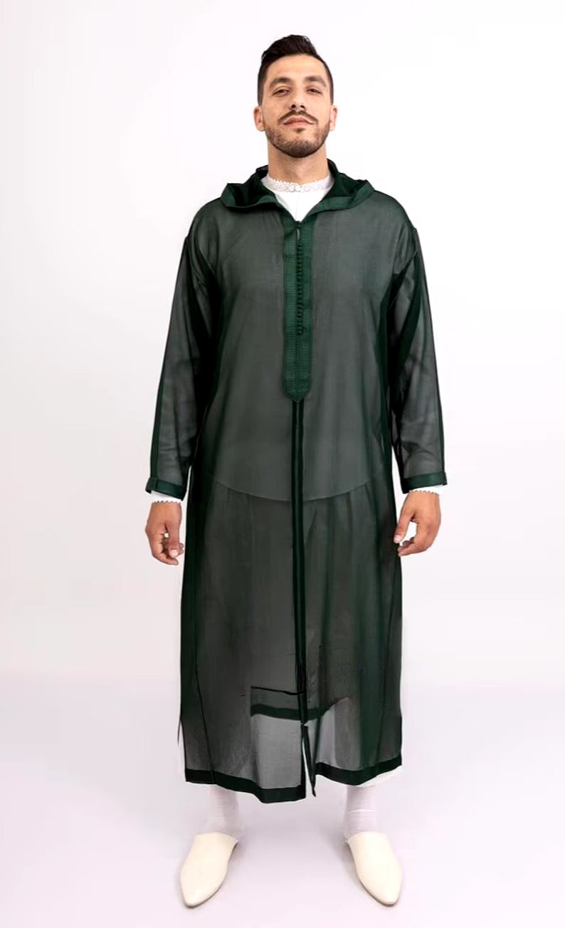 Green Sousdi Hooded See through Djellaba