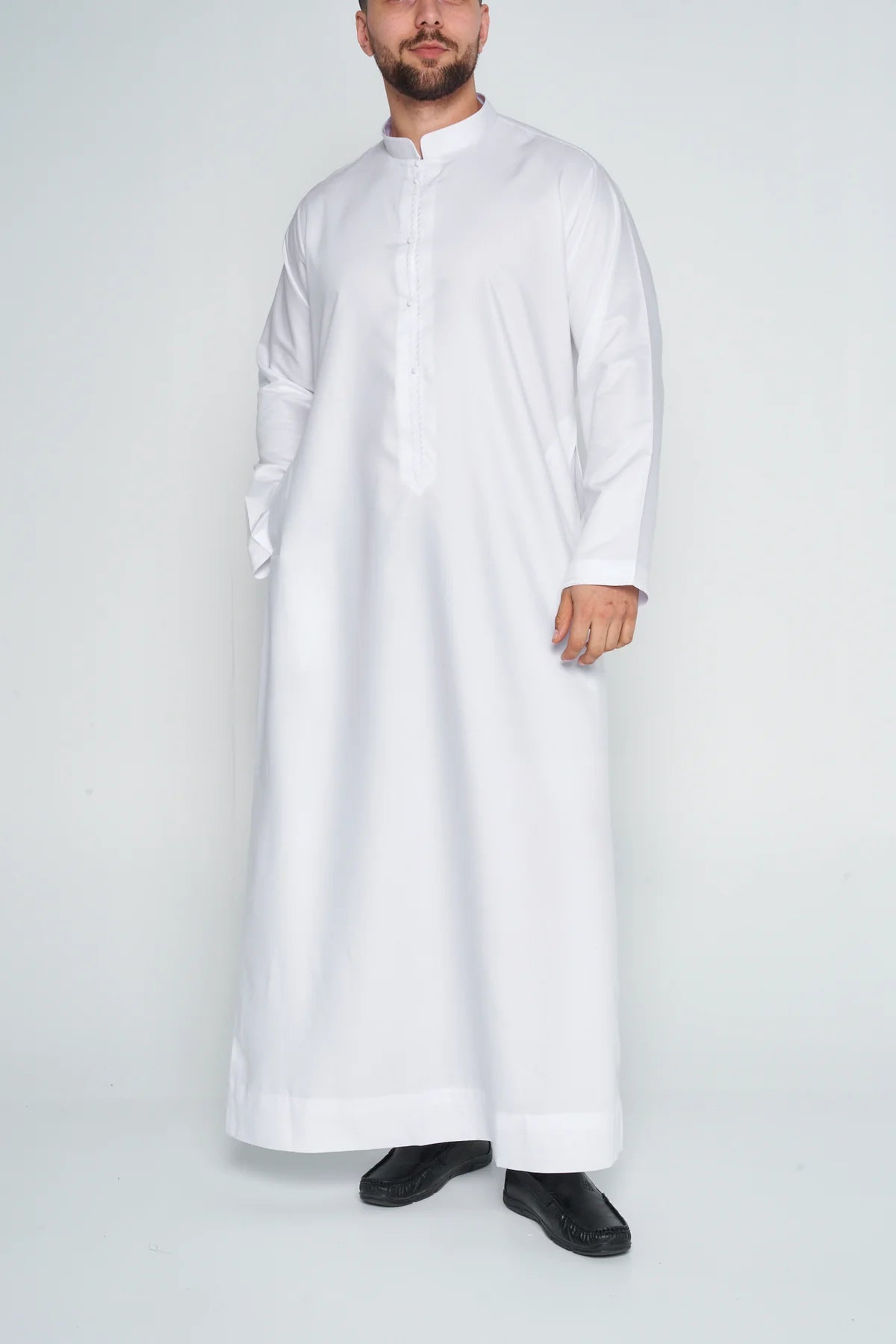 White Bahraini Soft Cotton Thobe ( Soon to be in stock) - Arewa Collections