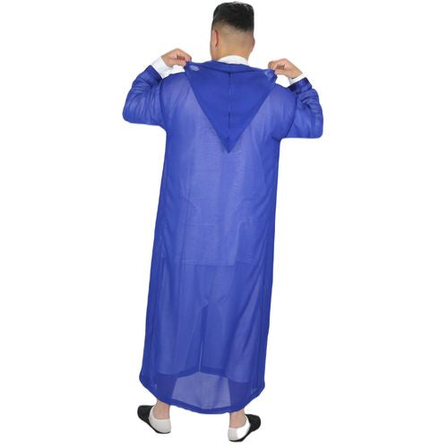 Sousdi Royal Blue See Through Hooded Gandoura