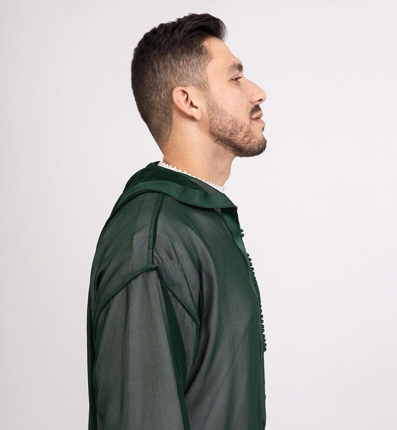 Green Sousdi Hooded See through Djellaba