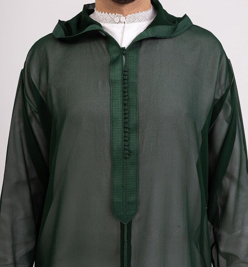 Green Sousdi Hooded See through Djellaba