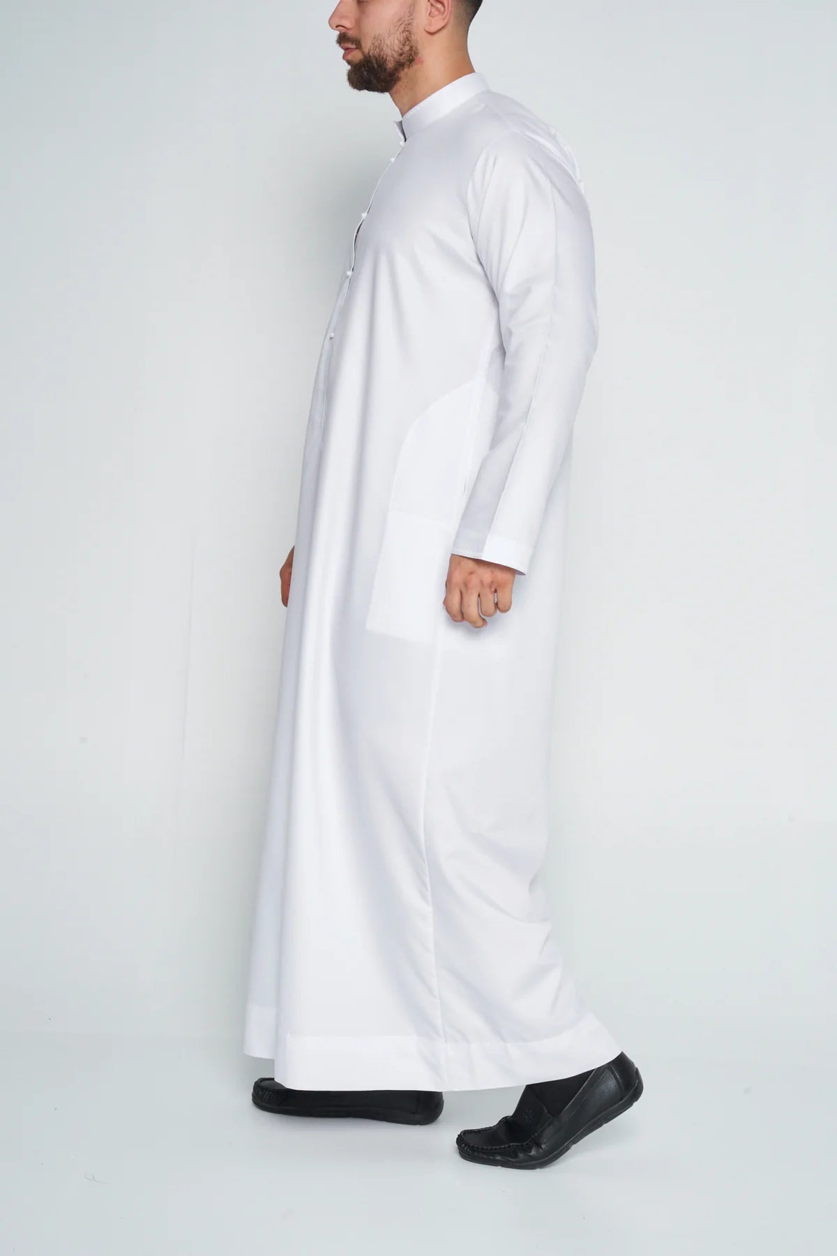 White Bahraini Soft Cotton Thobe ( Soon to be in stock) - Arewa Collections