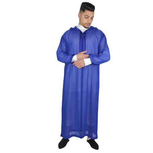 Sousdi Royal Blue See Through Hooded Gandoura