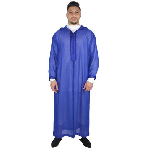 Sousdi Royal Blue See Through Hooded Gandoura