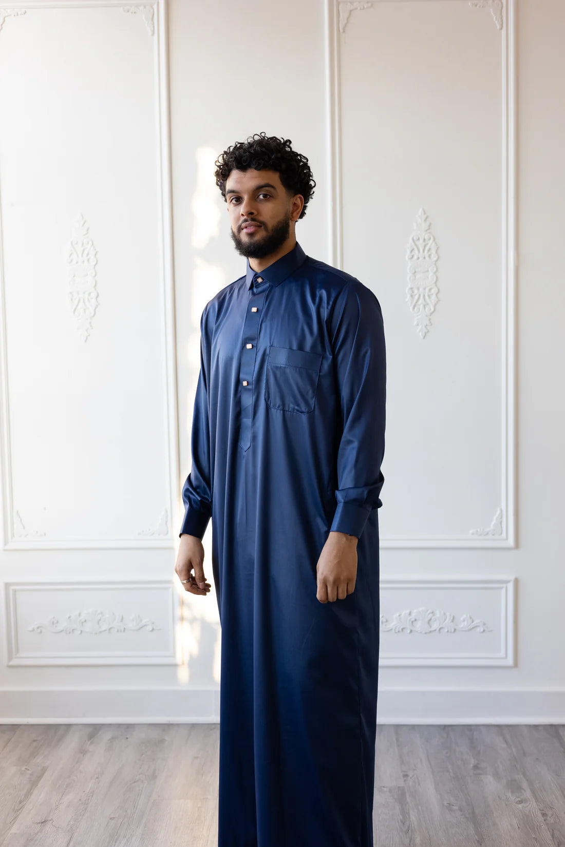 Blue Qatari Style Thobe - Arewa Collections