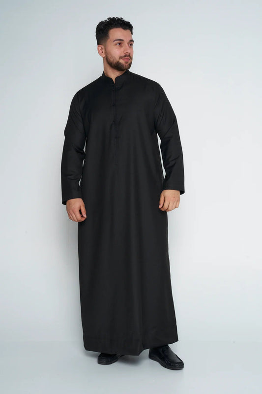 Black Bahraini Soft Cotton Thobe - Arewa Collections