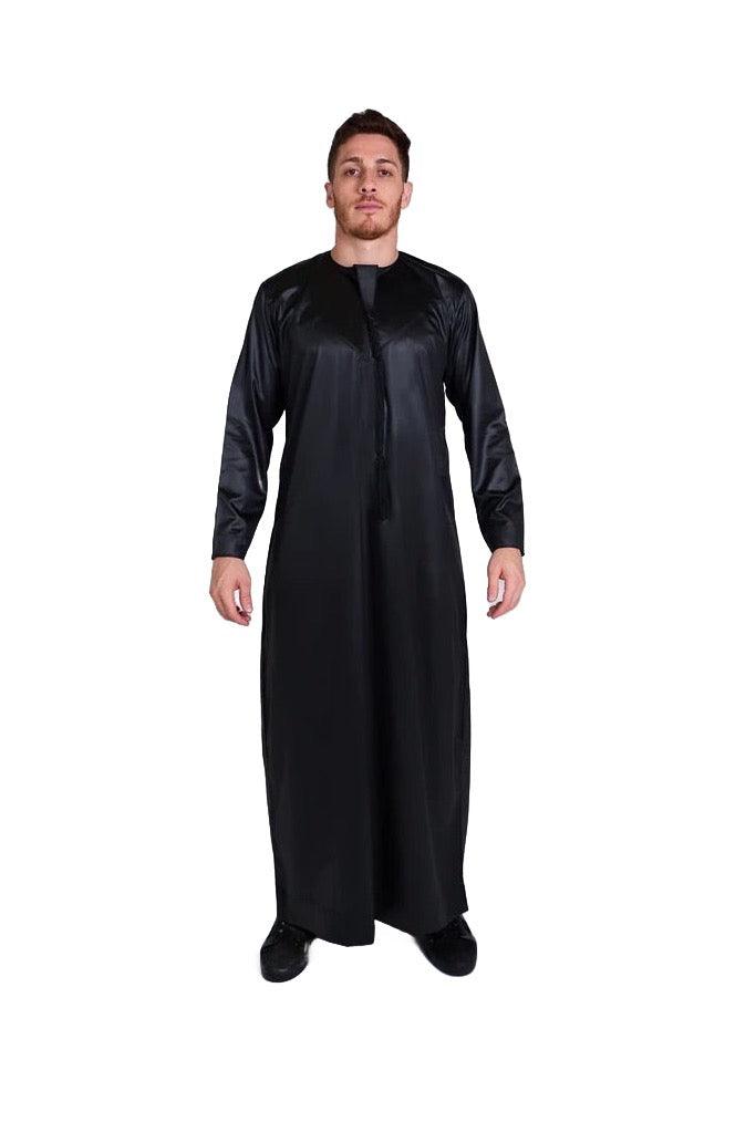 Black Silky Emirati Thobe - Arewa Collections