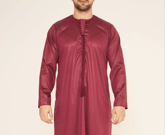 Brick Red Silky Emirati Thobe - Arewa Collections