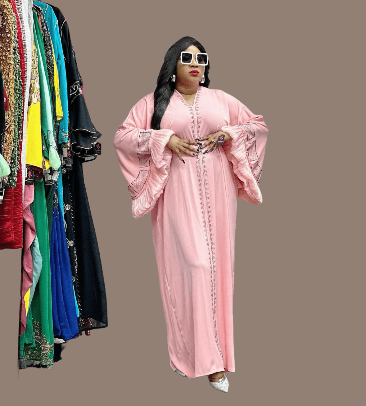 Embellished Puff Sleeve Abaya - Arewa Collections