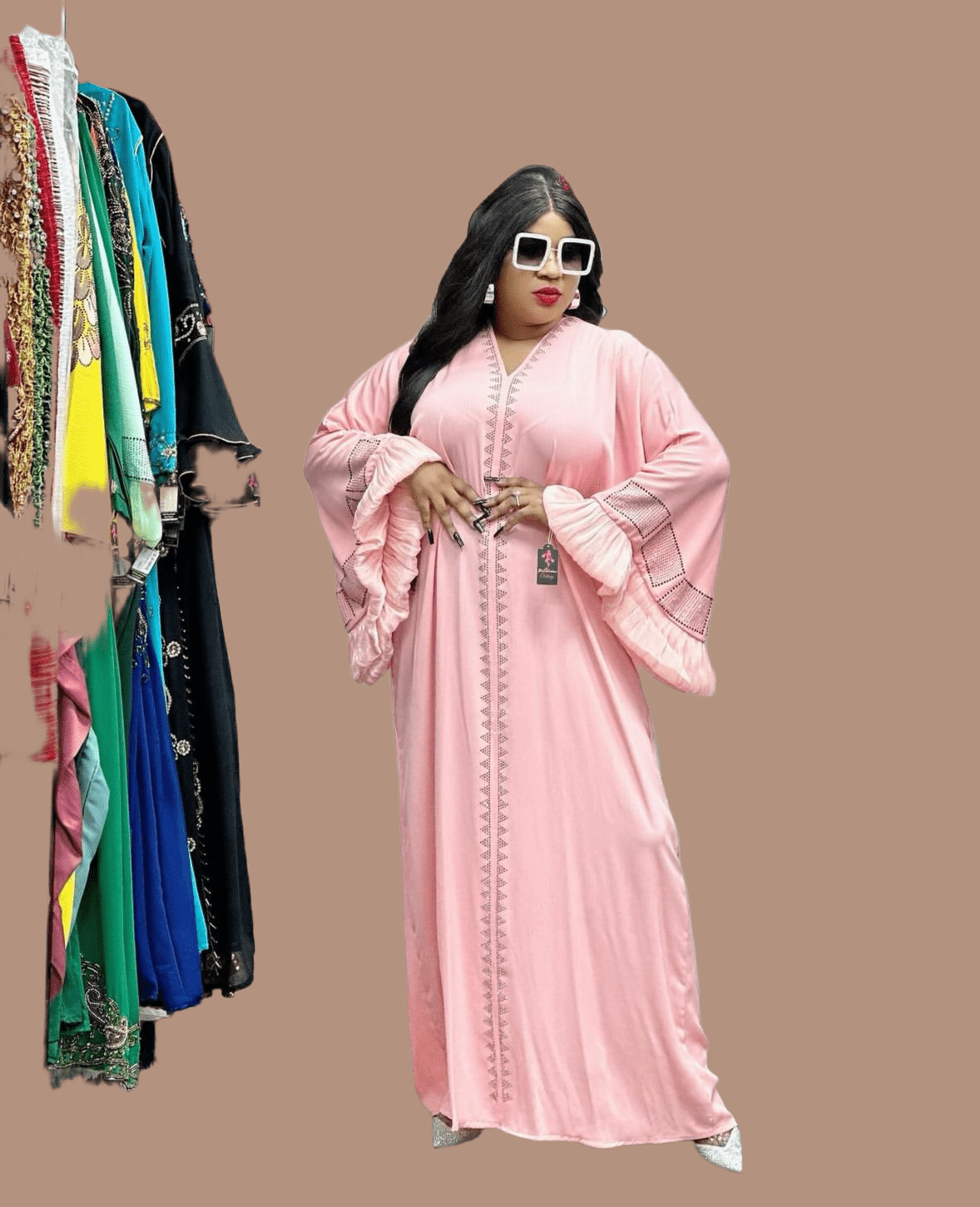 Embellished Puff Sleeve Abaya - Arewa Collections