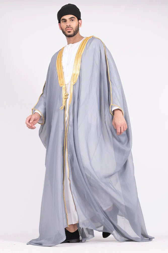 OVERCOAT SAOUDI GREY BISHT CLOAK - Arewa Collections