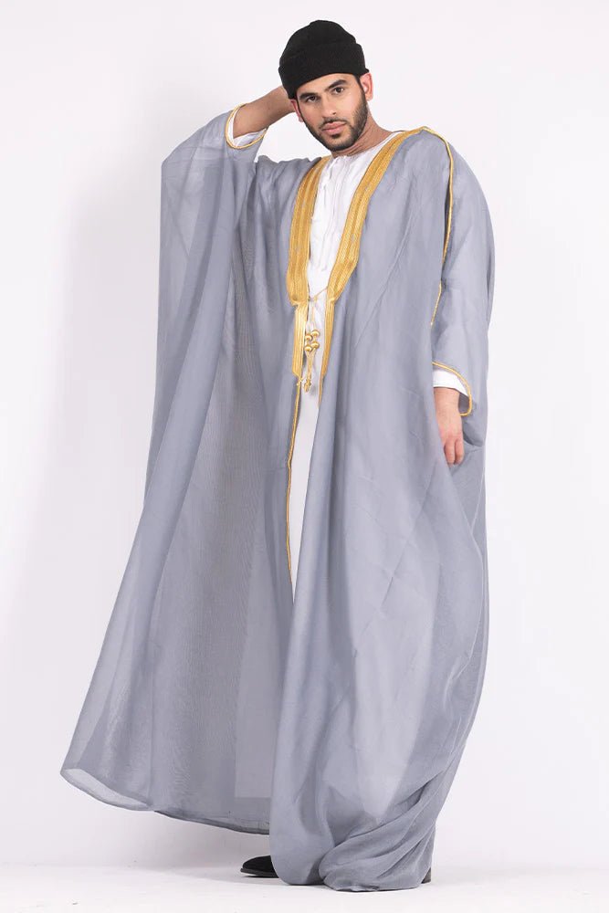 OVERCOAT SAOUDI GREY BISHT CLOAK - Arewa Collections