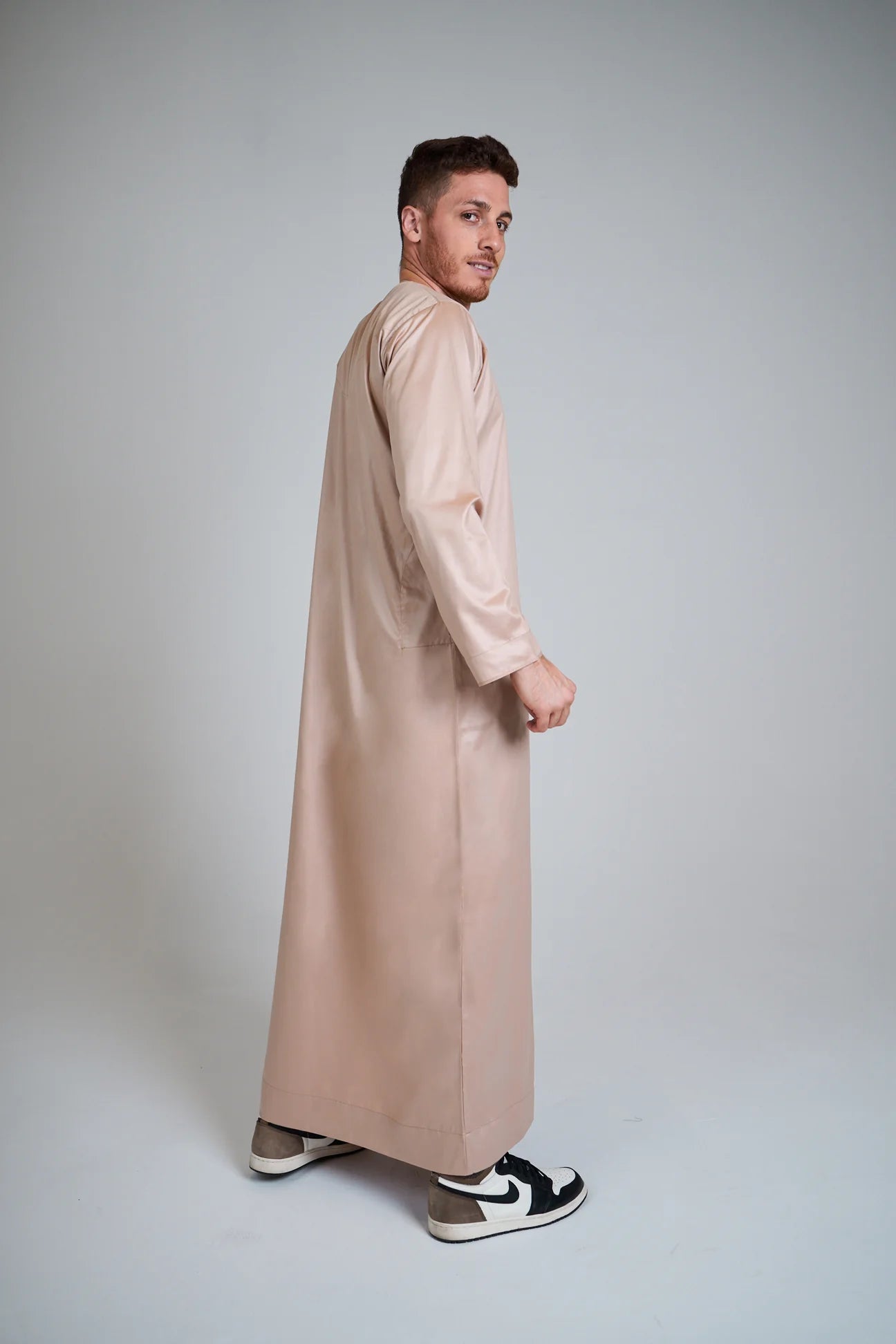 Tan Brown Silky Emirati Thobe - Arewa Collections